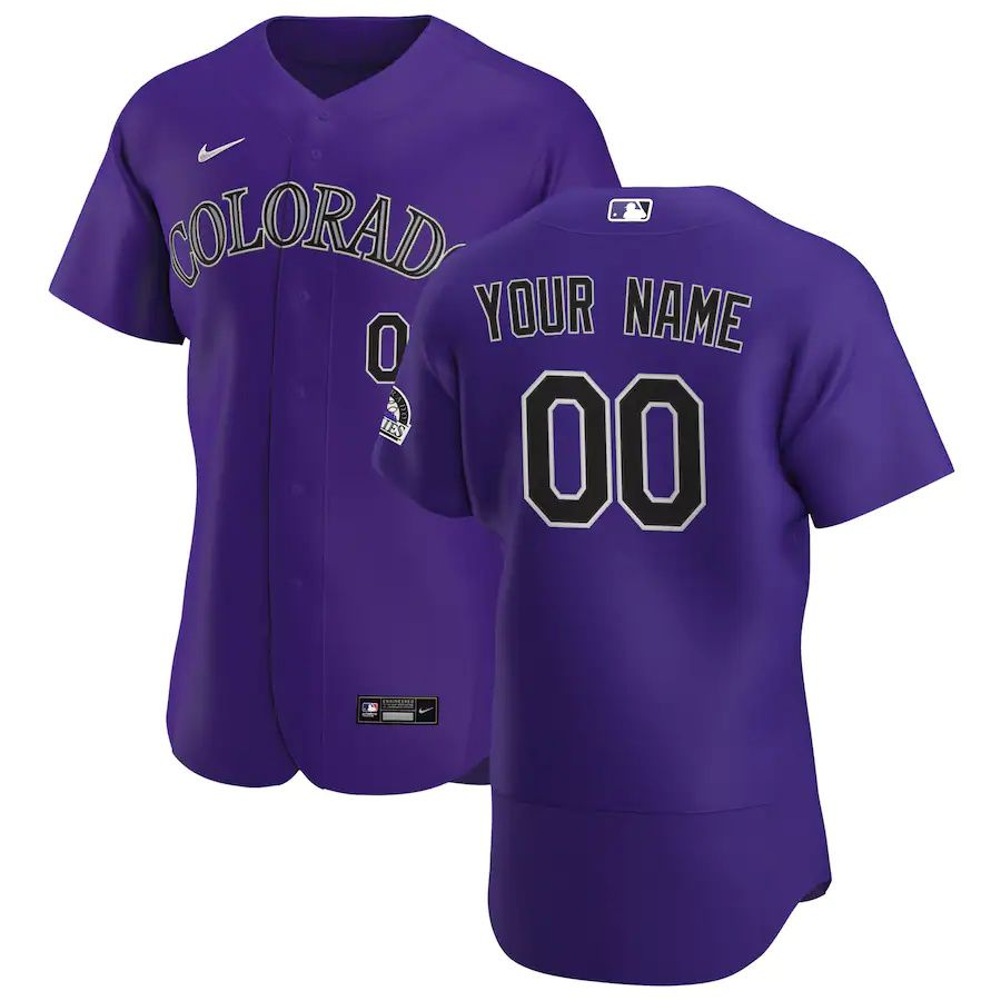 Cheap Mens Colorado Rockies Nike Purple Alternate Authentic Custom MLB Jerseys